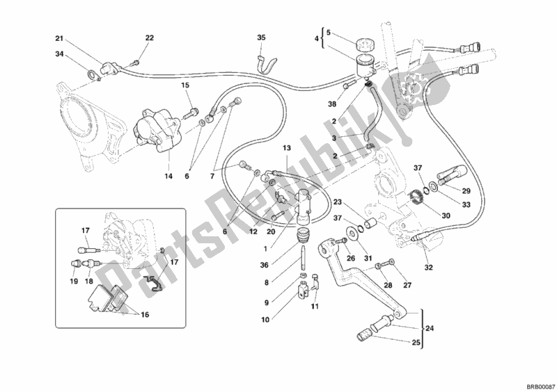 Wszystkie części do Tylny Uk? Ad Hamulcowy Ducati Multistrada 1000 S 2005